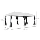 Gazebo Impermeabile Pieghevole con Zanzariera Crema 3x6m 