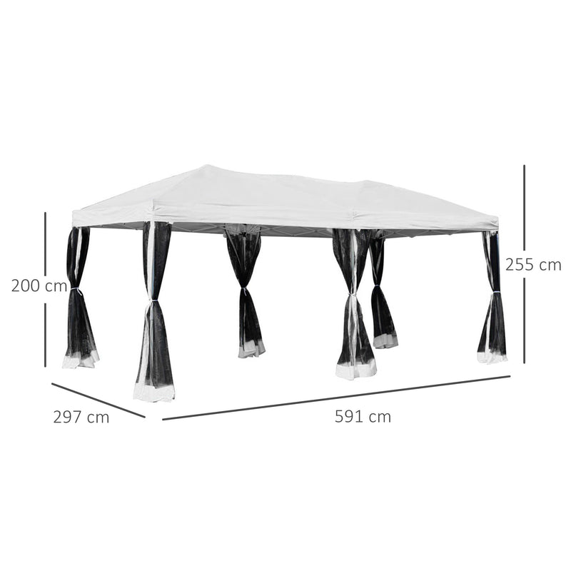 Gazebo Impermeabile Pieghevole con Zanzariera Crema 3x6m 