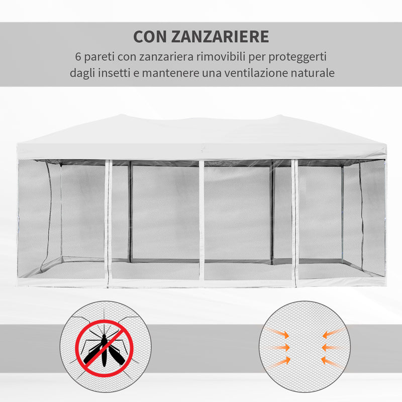 Gazebo Impermeabile Pieghevole con Zanzariera Crema 3x6m 