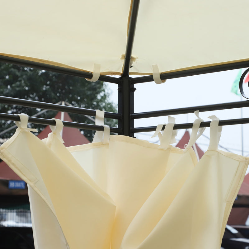 Gazebo Rettangolare con Struttura in Metallo Robusto e Teli Laterali Crema 4x3m 