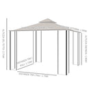 Gazebo da Giardino 3x3 m con Doppio Tettuccio in Metallo e Poliestere Beige 