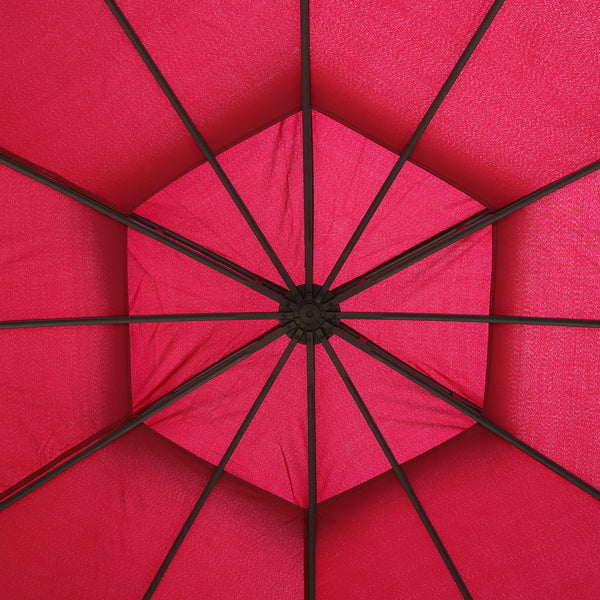 Gartenpavillon aus Stahl Ø 3,5 m mit bordeauxroten Seitenvorhängen online