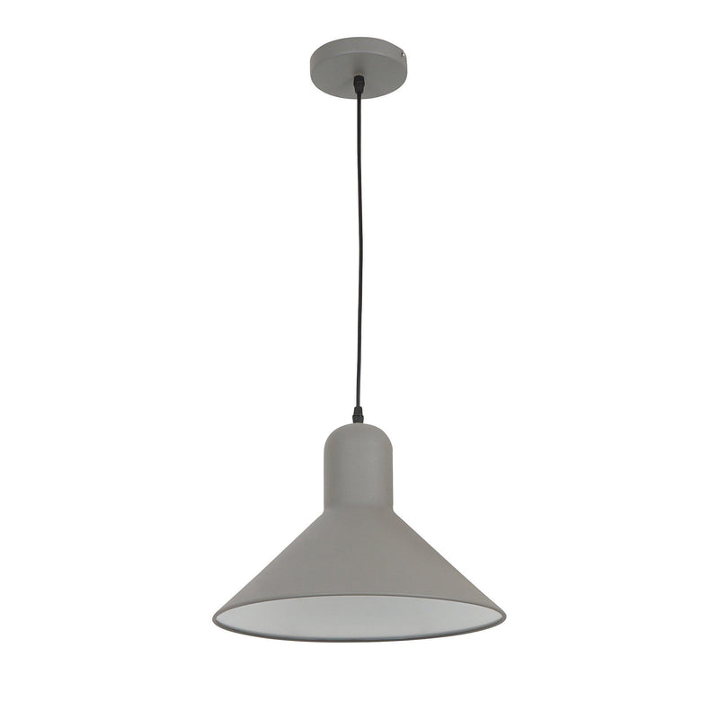 Lampada Design a Sospensione Corpo in Metallo Grigio Esterno Bianco Interno Ø34,5x28 cm 