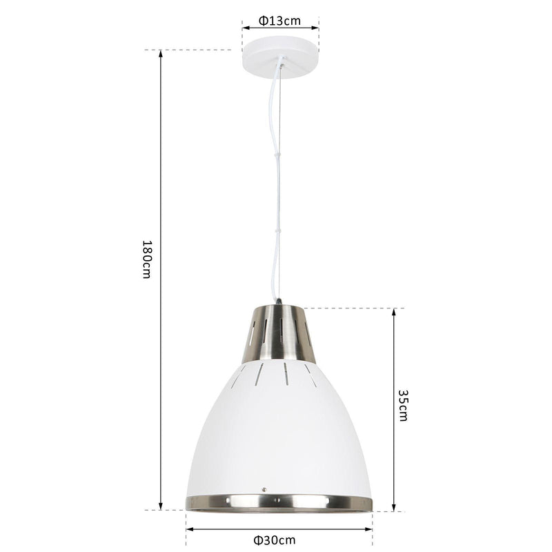 Lampada Moderna a Sospensione in Metallo Cromato Bianco 30x35 cm 