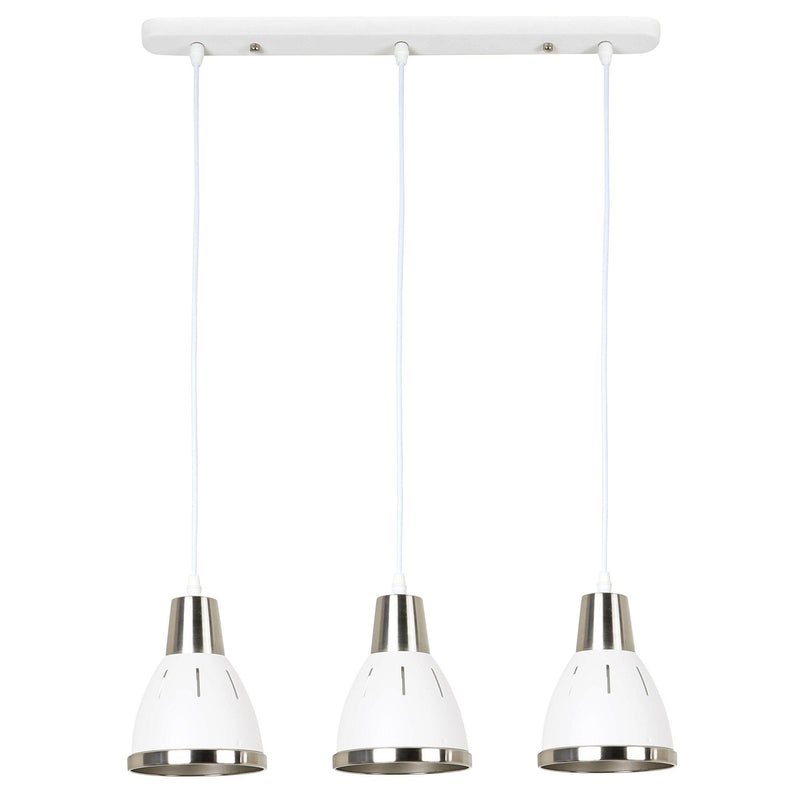 Lampada Moderna di Design a Sospensione 3 Luci in Metallo Bianco Ø13x16x55 cm 