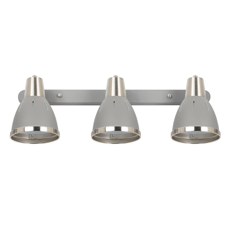 Plafoniera con 3 Faretti LED da Soffitto Orientabili in Metallo Cromato Grigio Ø13x16x55 cm 