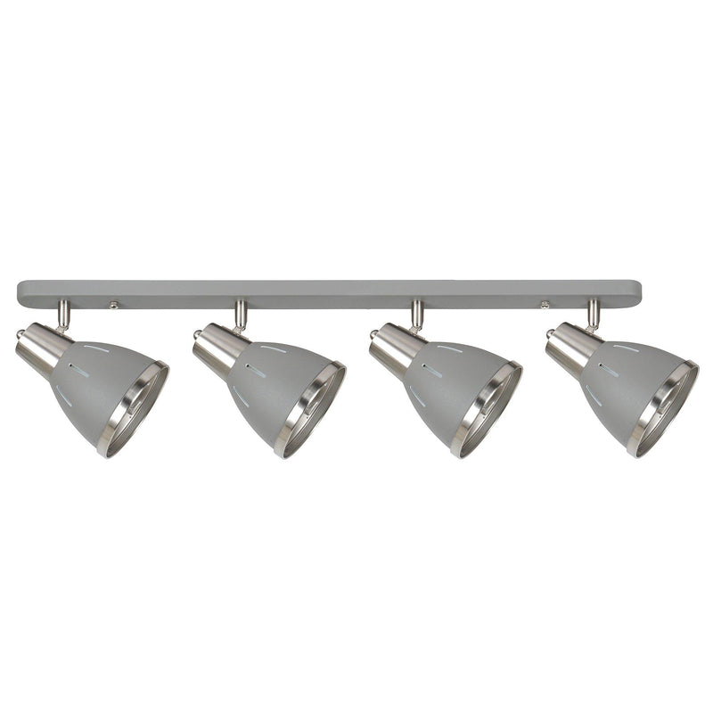 Plafoniera con 4 Faretti LED da Soffitto Orientabili in Metallo Cromato Grigio Ø13x16x72 cm 