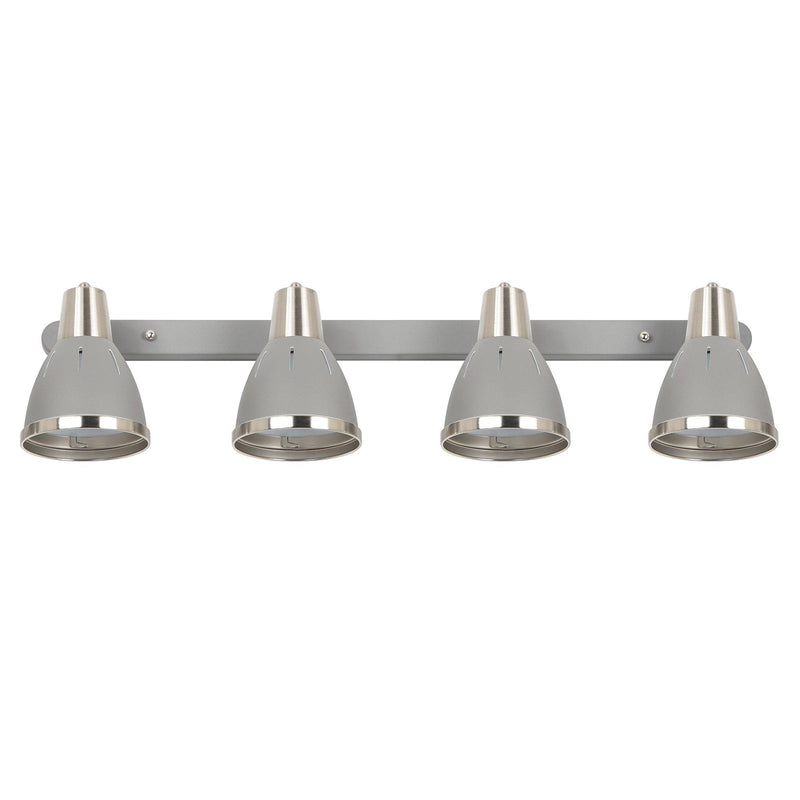 Plafoniera con 4 Faretti LED da Soffitto Orientabili in Metallo Cromato Grigio Ø13x16x72 cm 