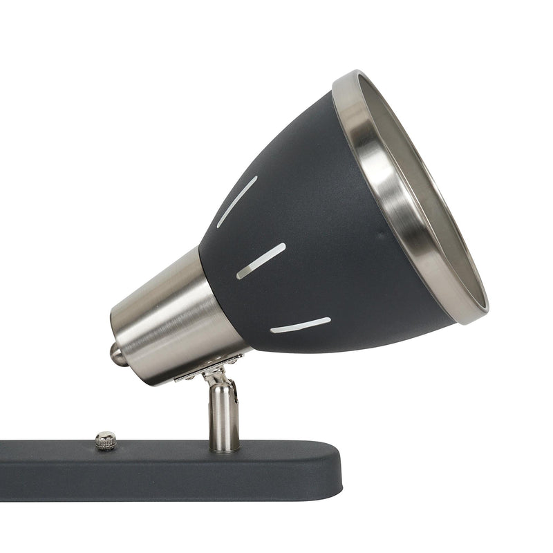 Plafoniera con 4 Faretti LED da Soffitto Orientabili in Metallo Cromato Nero Ø13x16x72 cm 