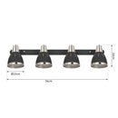 Plafoniera con 4 Faretti LED da Soffitto Orientabili in Metallo Cromato Nero Ø13x16x72 cm 