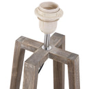 Lampada da Tavolo Paralume in Lino Base in Legno di Paulonia Grigio 68,5 cm 