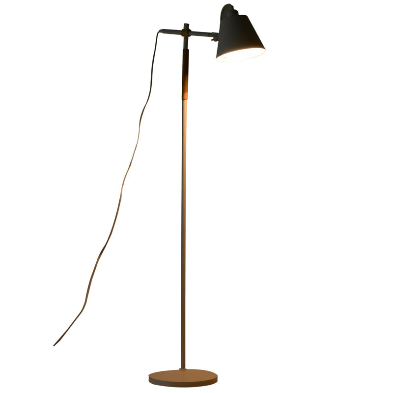 Lampada da Terra Bianca Paralume Regolabile in Metallo e Legno 