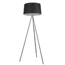Lampada da Terra Treppiede in Metallo con Paralume in Lino Nero Ø48x156 cm 