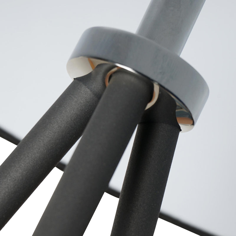 Lampada da Terra Treppiede in Metallo con Paralume in Lino Nero Ø48x156 cm 