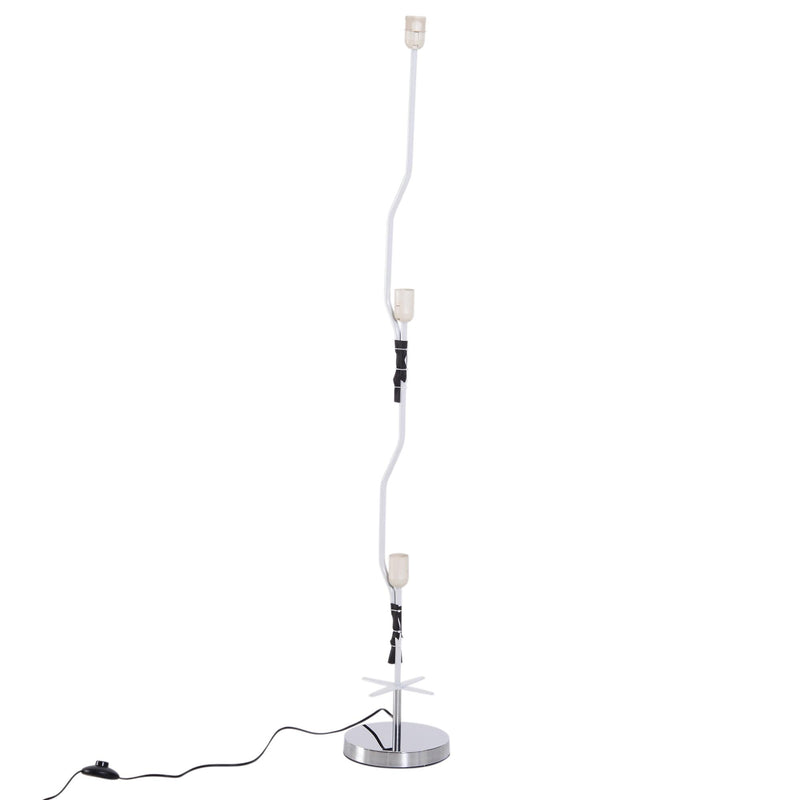 Lampada da Terra 160 cm con Interruttore a Pedale in Acciaio Inox Bianco 