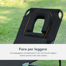 Lettino Sdraio con Apertura per Viso Pieghevole in Tessuto Oxford Nero 190x56x28 cm 