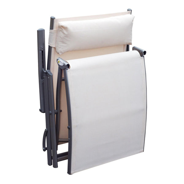 Gartenliege Pool Klappbare verstellbare Rückenlehne Cremeweiß 180x63,5x65 cm online