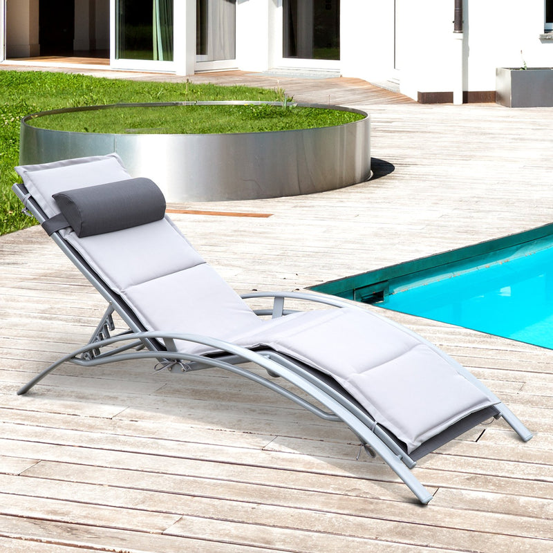Lettino Chaise Longue da Giardino Poltrona Relax Grigia 170x64x80 cm 