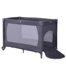 Lettino da Viaggio per Bambini Pieghevole con Borsa e Materassino in Tessuto Oxford Grigio Scuro 