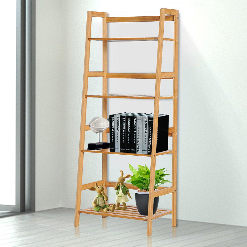 Libreria Scaffale Multiuso a 4 Livelli in Bambù Naturale 48x30x119 cm 