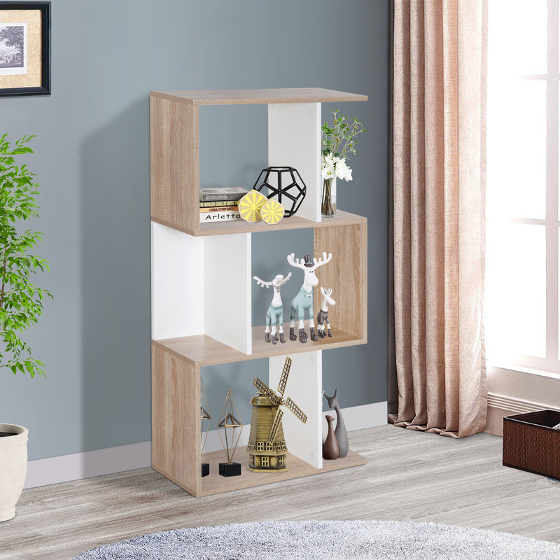 Libreria da Parete Moderna con 3 Ripiani Legno Naturale e Bianco 60x24x111.4 cm 