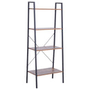 Libreria Scaffale a Scala 4 Ripiani Stile Industrial in Acciaio Nero,60x35x145 cm 