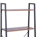 Libreria Scaffale a Scala 4 Ripiani Stile Industrial in Acciaio Nero,60x35x145 cm 