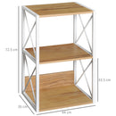 Libreria Scaffale 3 Ripiani con Struttura in Acciaio Bianco e Ripiani in Legno 40x35x72.5 cm 