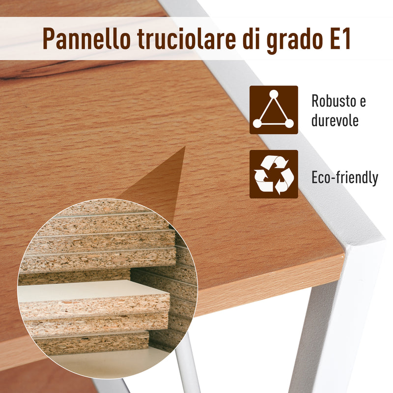 Libreria Scaffale 3 Ripiani con Struttura in Acciaio Bianco e Ripiani in Legno 40x35x72.5 cm 