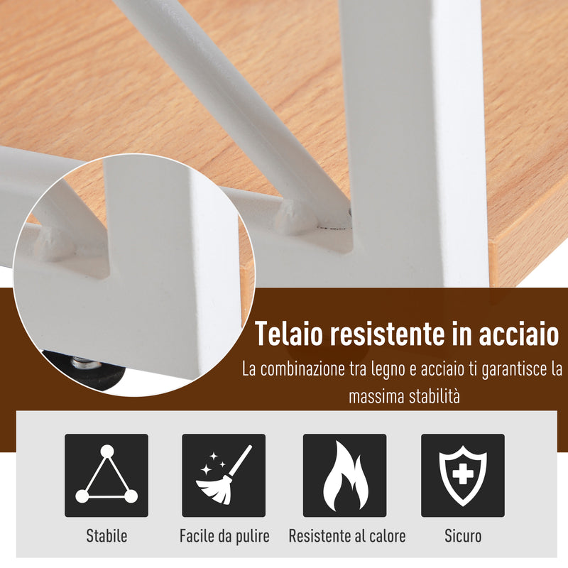 Libreria Scaffale 3 Ripiani con Struttura in Acciaio Bianco e Ripiani in Legno 40x35x72.5 cm 