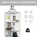 Libreria ad Angolo da Parete e Muro con 4 Ripiani in Legno Bianco 39.5x39.5x120 cm 