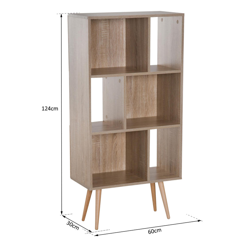 Libreria con Piedini Legno Naturale 60x30x124 cm 