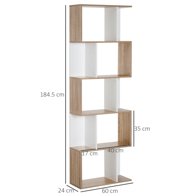 Libreria da Muro Moderna 5 Ripiani in Legno Bianco 60x24x1184.5 cm 