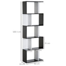 Libreria da Muro Moderna 5 Ripiani in Legno Bianco e Nero 60x24x1184.5 cm 