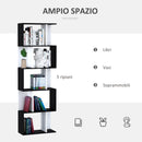 Libreria da Muro Moderna 5 Ripiani in Legno Bianco e Nero 60x24x1184.5 cm 
