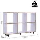 Libreria a 6 Scomparti Aperti con Rotelle in Legno Bianco 120x30x80 cm 