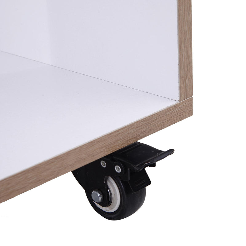 Libreria a 6 Scomparti Aperti con Rotelle in Legno Bianco 120x30x80 cm 