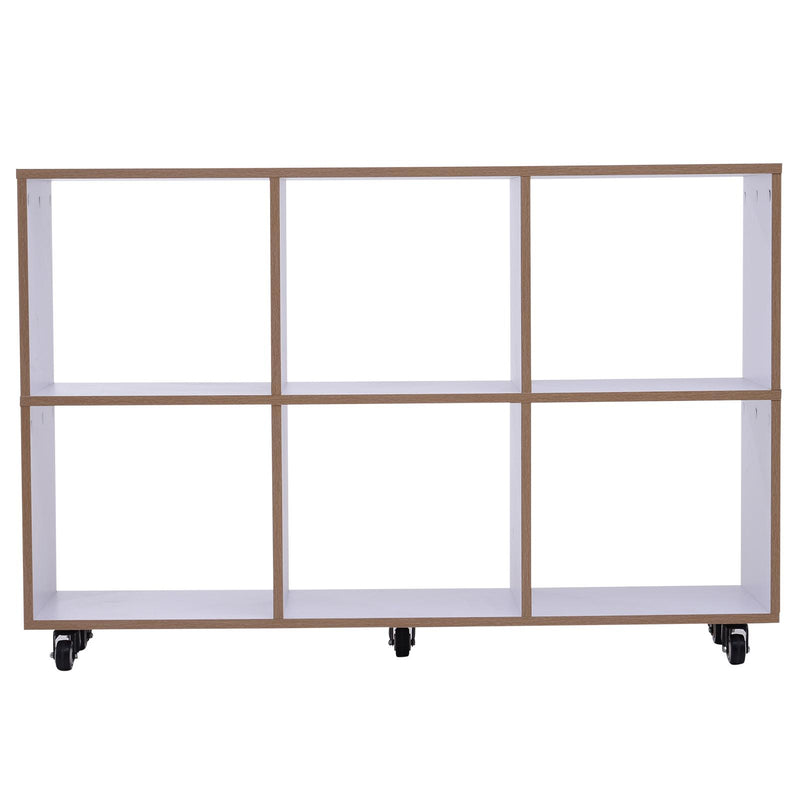 Libreria a 6 Scomparti Aperti con Rotelle in Legno Bianco 120x30x80 cm 