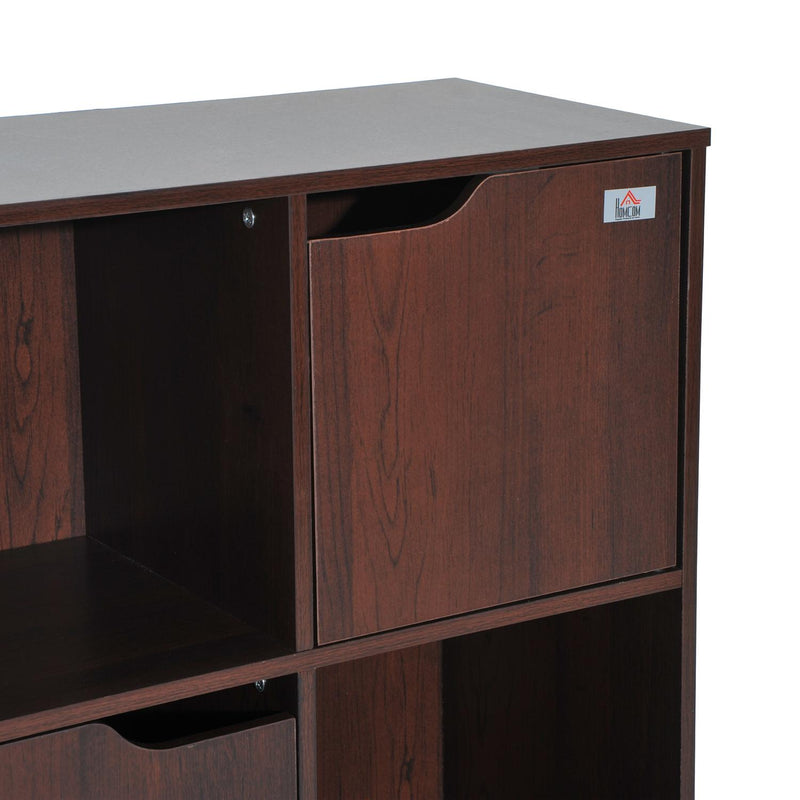 Libreria Design Moderno 8 Vani con 4 Ante in Legno Marrone Scuro 60x30x122 cm 