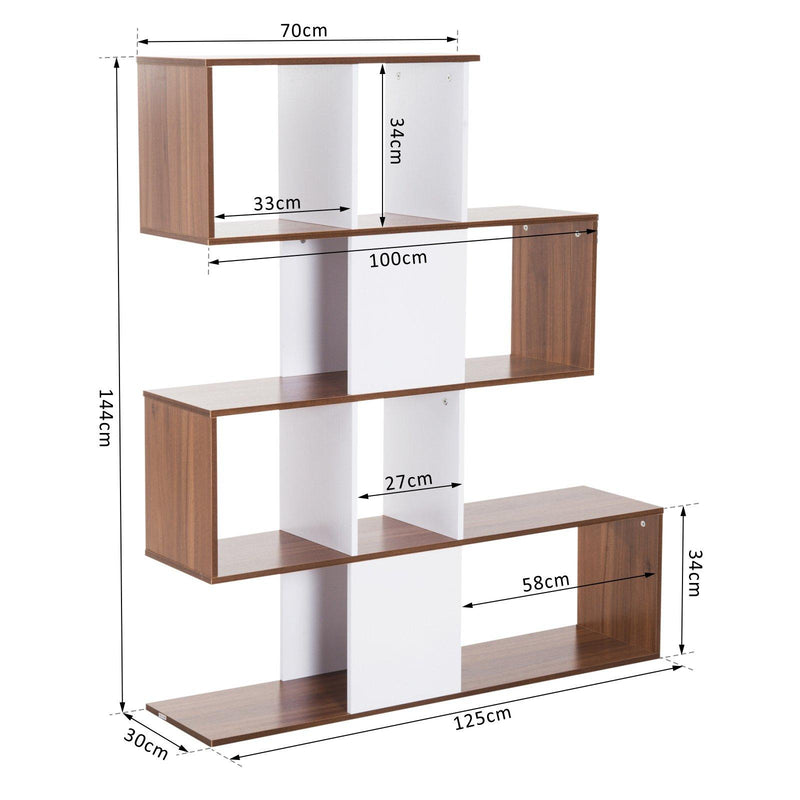 Libreria di Design Moderna Mobili Ufficio Scaffale Bianco e Noce 144x30x125 cm 