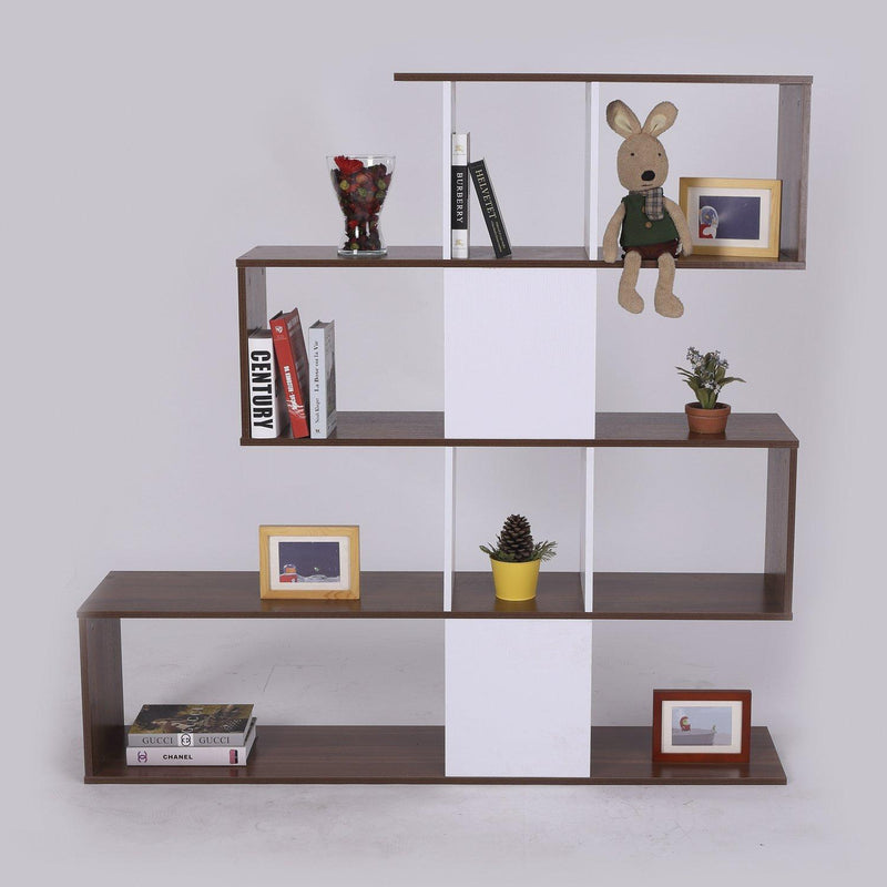 Libreria di Design Moderna Mobili Ufficio Scaffale Bianco e Noce 144x30x125 cm 