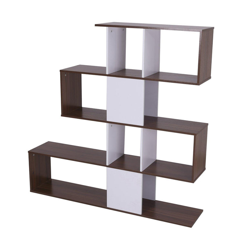 Libreria di Design Moderna Mobili Ufficio Scaffale Bianco e Noce 144x30x125 cm 