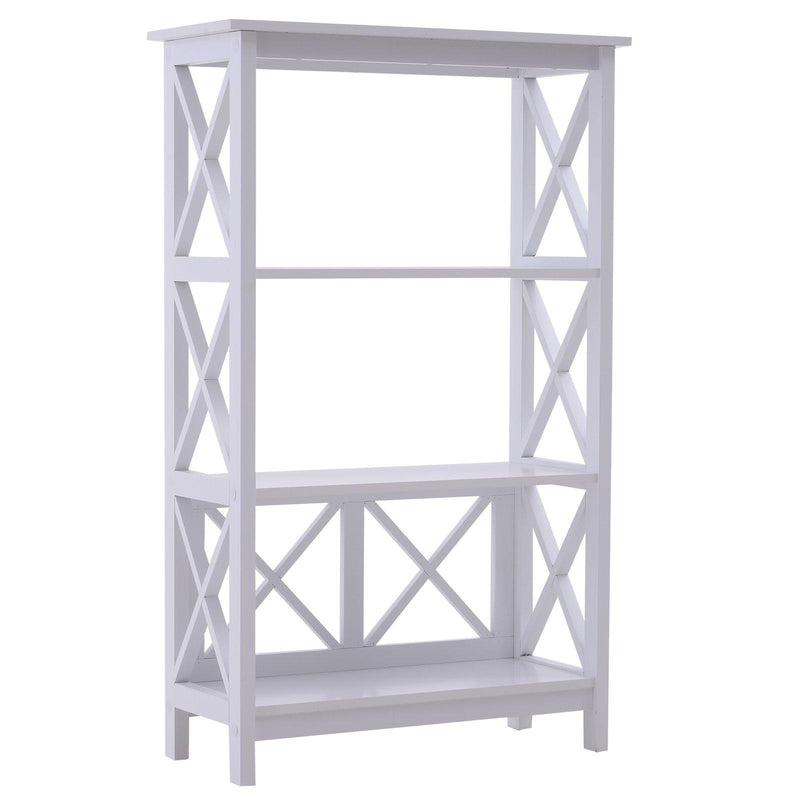 Libreria Scaffale da Parete a 3 Ripiani in Legno Bianco 70x30x113 cm 