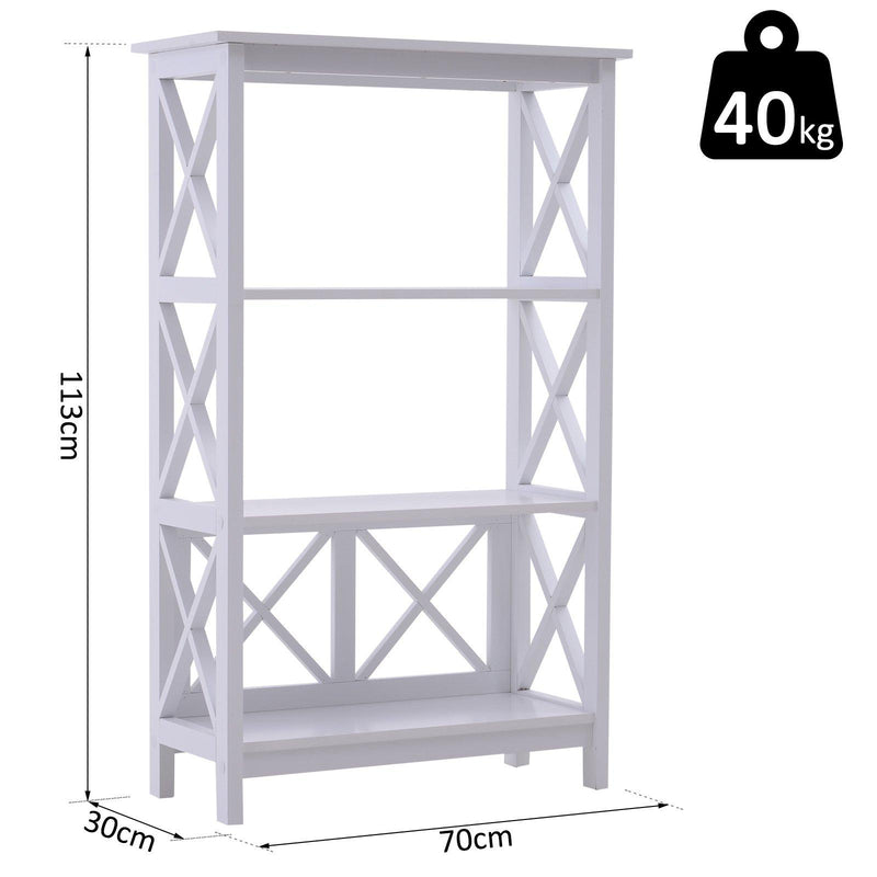 Libreria Scaffale da Parete a 3 Ripiani in Legno Bianco 70x30x113 cm 