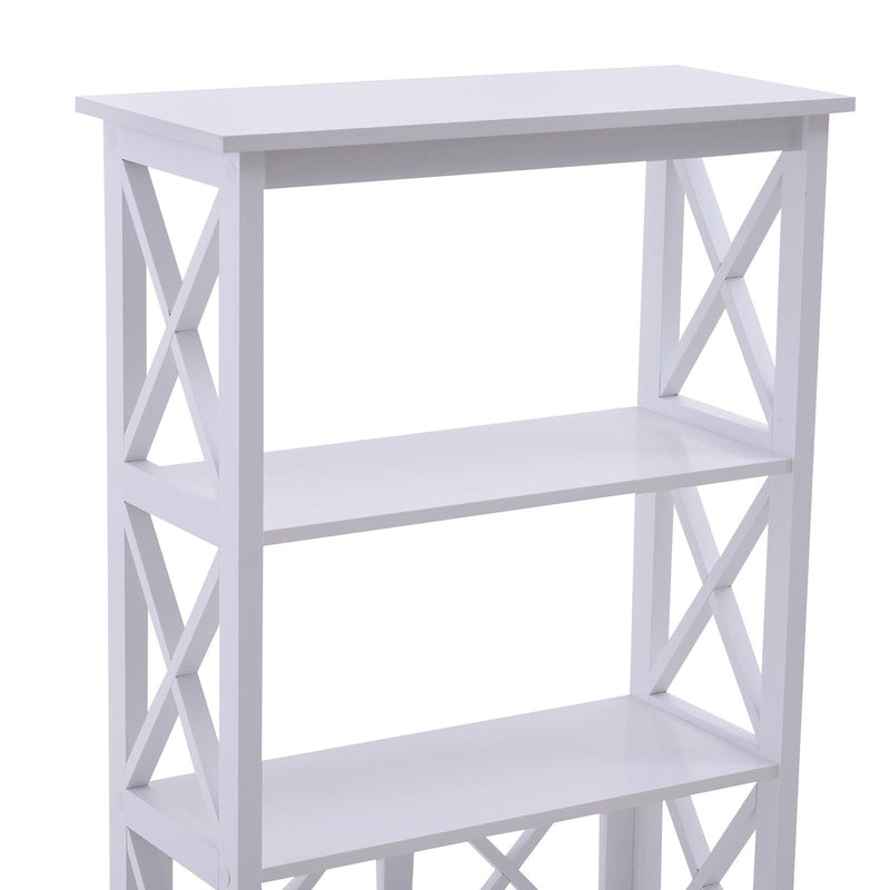 Libreria Scaffale da Parete a 3 Ripiani in Legno Bianco 70x30x113 cm 