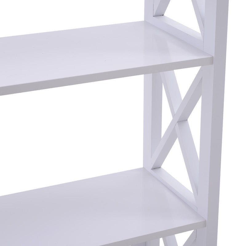 Libreria Scaffale da Parete a 3 Ripiani in Legno Bianco 70x30x113 cm 