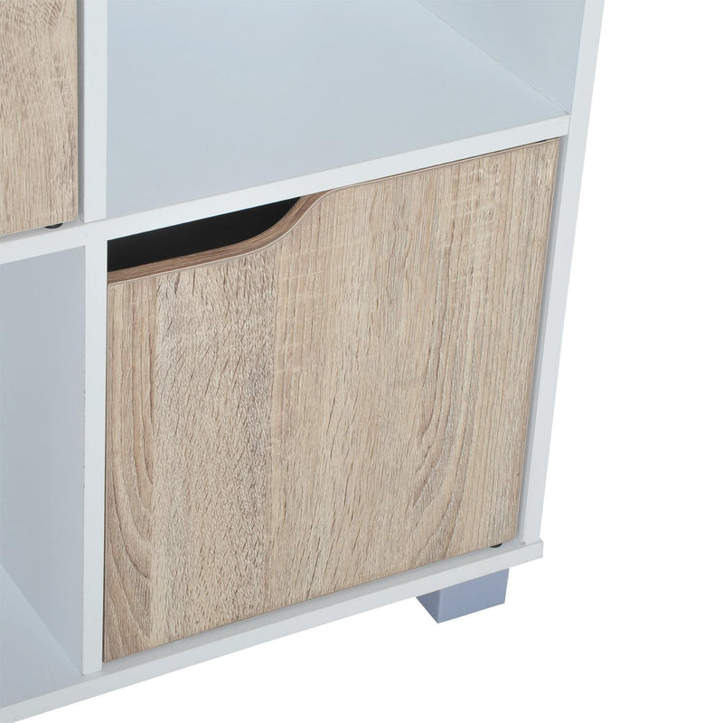 Libreria Scaffale con 9 Scompartimenti Bianco e Rovere 89.5x30x93 cm 