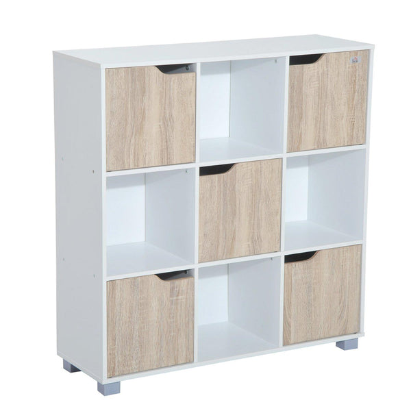 sconto Bücherregal Bücherregal mit 9 Fächern Weiß und Eiche 89,5 x 30 x 93 cm
