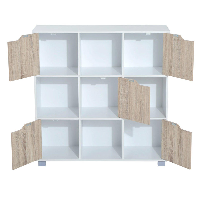 Libreria Scaffale con 9 Scompartimenti Bianco e Rovere 89.5x30x93 cm 