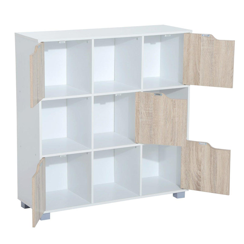 Libreria Scaffale con 9 Scompartimenti Bianco e Rovere 89.5x30x93 cm 